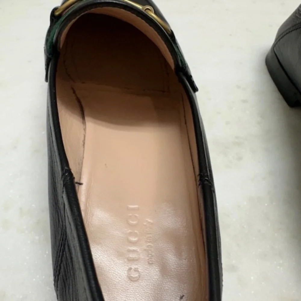 Gucci Brixton Leather Web Horsebit Loafers AUTHENTIC Perfect! 37.5 - Picture 4 of 16